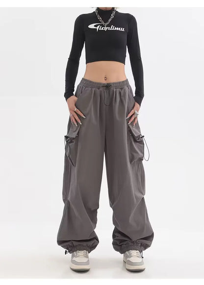 Cargo Pants Women Baggy Trousers 2023 Fall Streetwear Oversized Pants Vintage Casual Elastic Waist Loose Sweatpants Women
