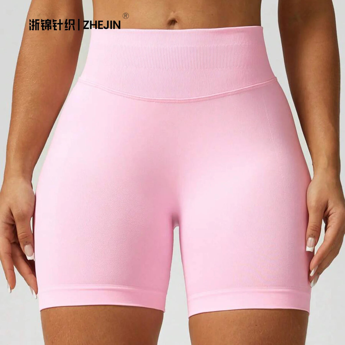 ZHEJIN Shorts de Yoga Feminino Sem Costura Cintura Alta para Academia, Shorts Biker com Empina Bumbum Scrunch, Controle de Barriga e Fitness
