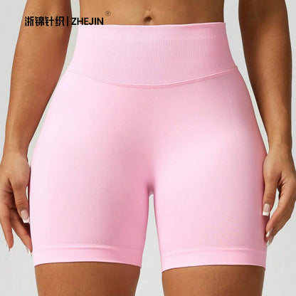 ZHEJIN Shorts de Yoga Feminino Sem Costura Cintura Alta para Academia, Shorts Biker com Empina Bumbum Scrunch, Controle de Barriga e Fitness