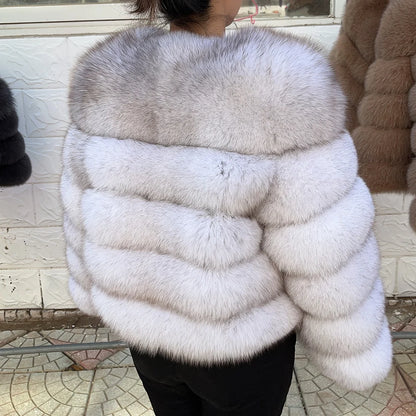 QUEENTINA Fox Fur Coat Real Winter Women'S Fashion Brown 2026 Leather And Skin Clothing Natural New In Coats & Jackets Tops Sale