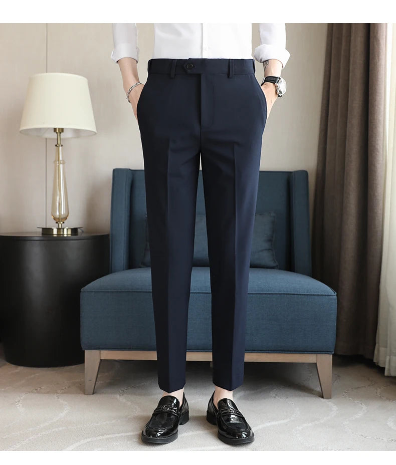 Men's Summer Pants Business Formal Wear Elastic Waist Suit Pants For Men Clothing 2026 Slim Fit Full Length Trousers Big Size 44