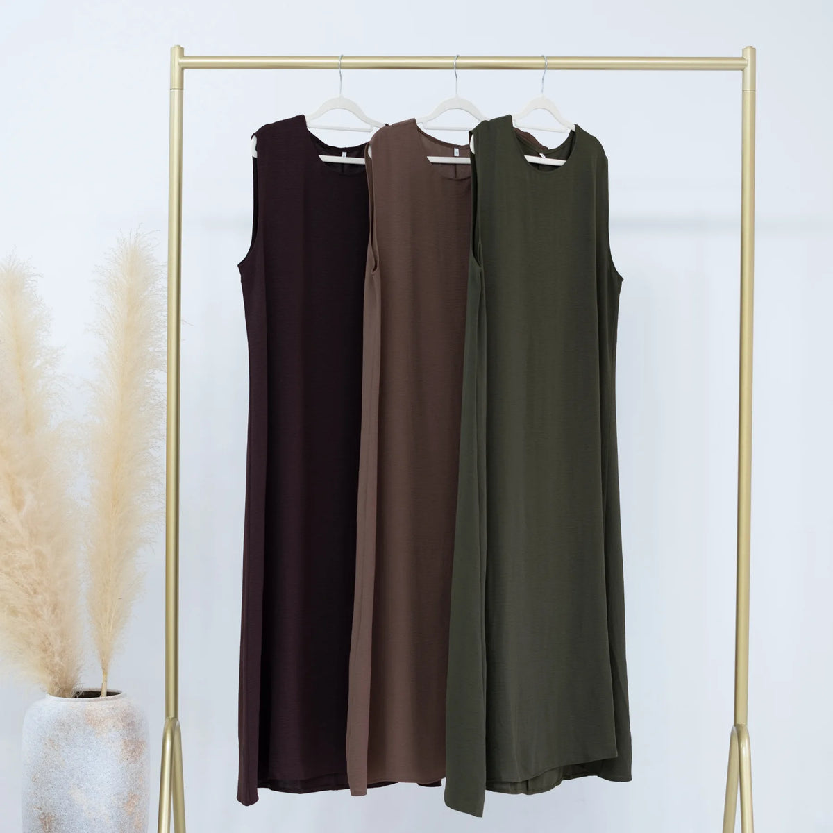 Vestido Muçulmano Abaya Sem Mangas, Vestido Interno Feminino, Cor Sólida, Roupa de Baixo, Vestido Longo, Kaftan Simples de Ramadã, Vestidos Árabes