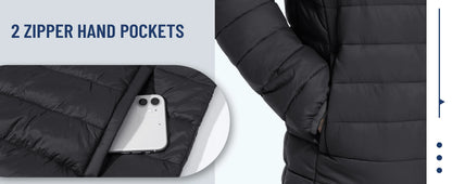 Jaqueta Masculina de Inverno Acolchoada TACVASEN Leve Impermeável com Capuz Casaco Térmico para Trabalho ao Ar Livre