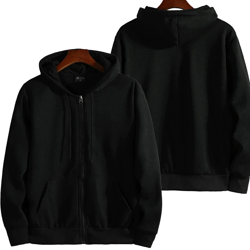 Moletom Masculino com Capuz e Zíper Outono Inverno Nova Blusa de Manga Comprida Moda Masculina Casual Roupas Esportivas de Corte Largo