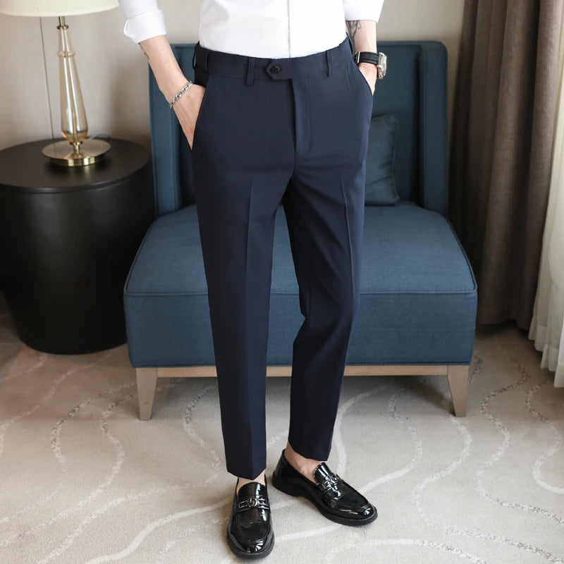 Men's Summer Pants Business Formal Wear Elastic Waist Suit Pants For Men Clothing 2026 Slim Fit Full Length Trousers Big Size 44