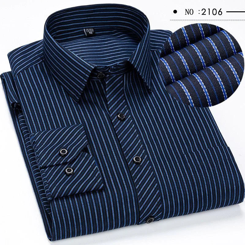 Oversized Mens Social Dress Shirt Long Sleeved Plus Large Size 9XL 8XL 7XL Classic Plaid Striped Casual Business RIYBEOE