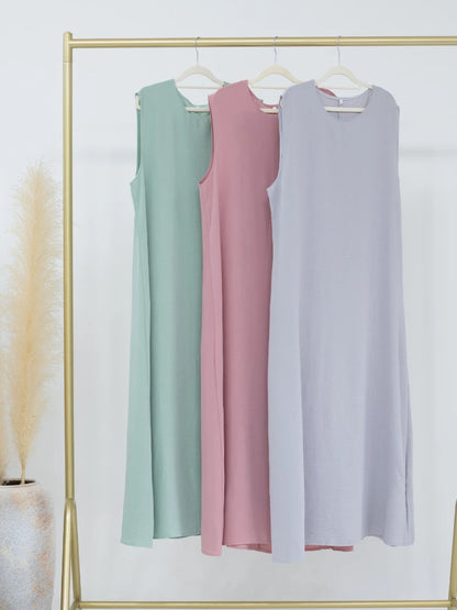 Vestido Muçulmano Abaya Sem Mangas, Vestido Interno Feminino, Cor Sólida, Roupa de Baixo, Vestido Longo, Kaftan Simples de Ramadã, Vestidos Árabes