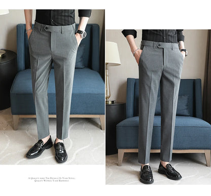 Men's Summer Pants Business Formal Wear Elastic Waist Suit Pants For Men Clothing 2026 Slim Fit Full Length Trousers Big Size 44