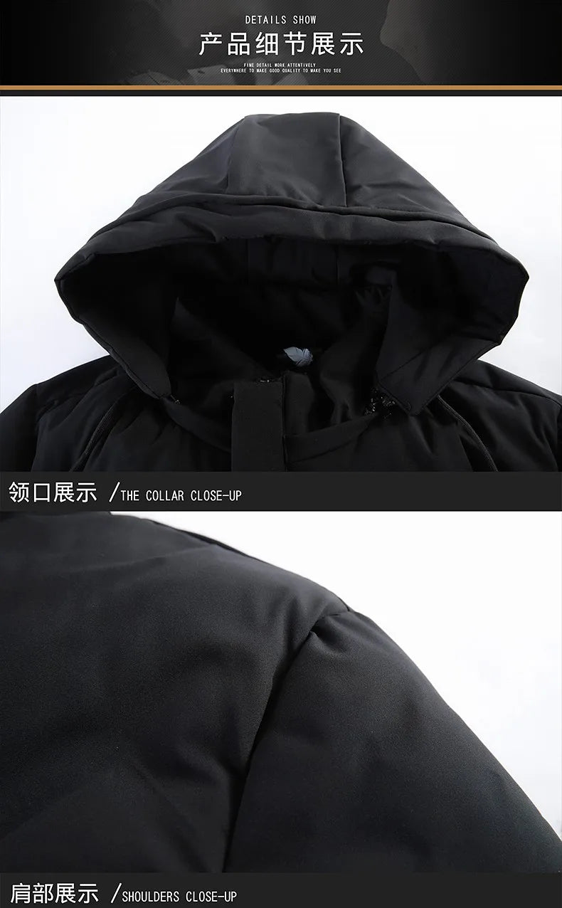 Top Grade Designer New Brand Men Parka Jacket Thick Casual Fashion Windbreaker Hooded Quilted Bubble Coats Long Mens Clothes