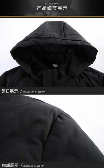 Top Grade Designer New Brand Men Parka Jacket Thick Casual Fashion Windbreaker Hooded Quilted Bubble Coats Long Mens Clothes