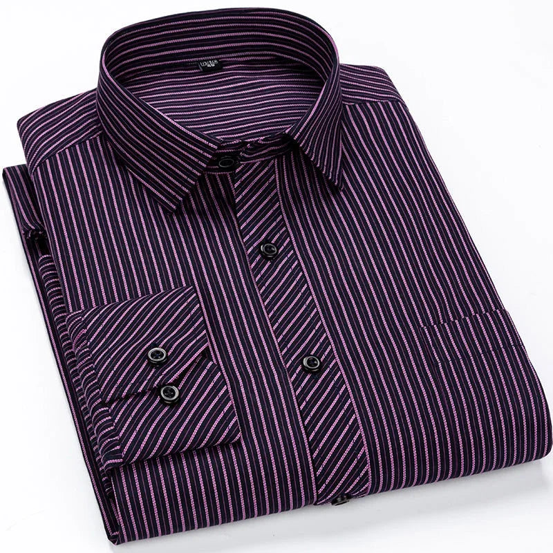 Oversized Mens Social Dress Shirt Long Sleeved Plus Large Size 9XL 8XL 7XL Classic Plaid Striped Casual Business RIYBEOE