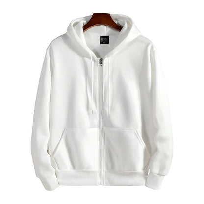 Moletom Masculino com Zíper e Capuz Outono Inverno Nova Blusa de Manga Longa Moda Casual Roupa Masculina Esportiva de Corte Larga