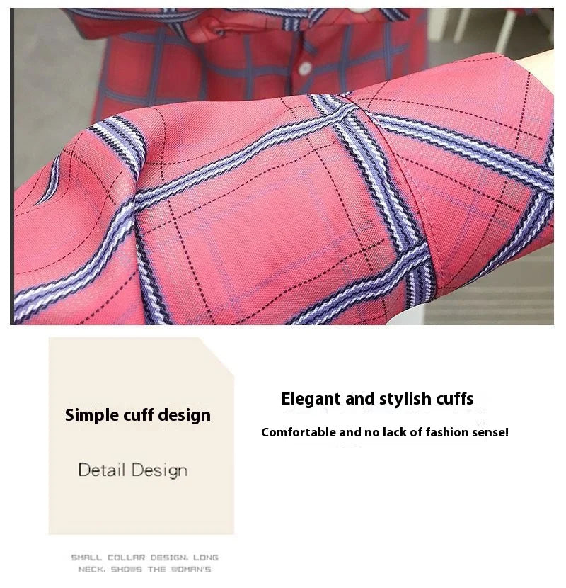 2024Spring and Autumn New College Style Women's Long sleeved Bottom Top Cardigan Long sleeved Fashion Plaid Shirt