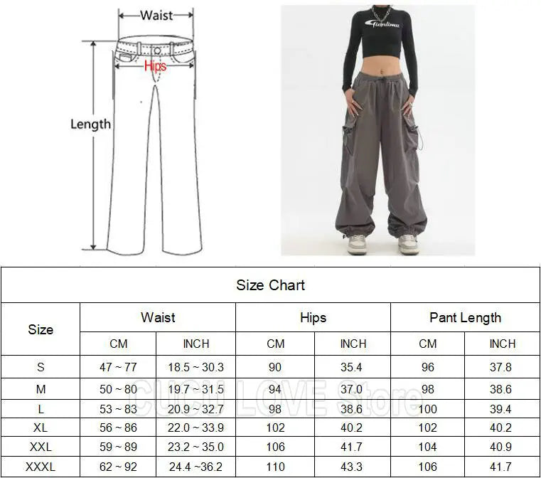 Cargo Pants Women Baggy Trousers 2023 Fall Streetwear Oversized Pants Vintage Casual Elastic Waist Loose Sweatpants Women