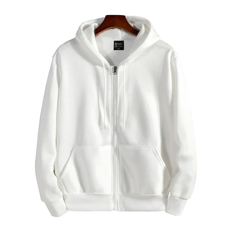 Moletom Masculino com Capuz e Zíper Outono Inverno Nova Blusa de Manga Comprida Moda Masculina Casual Roupas Esportivas de Corte Largo