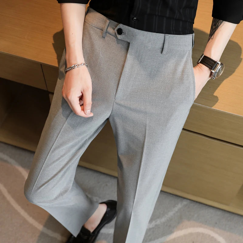 Men's Summer Pants Business Formal Wear Elastic Waist Suit Pants For Men Clothing 2026 Slim Fit Full Length Trousers Big Size 44