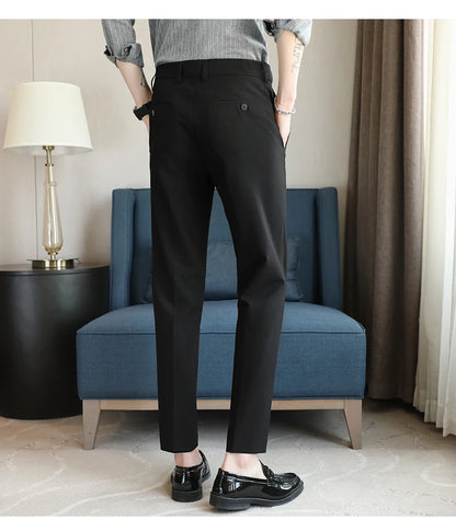 Men's Summer Pants Business Formal Wear Elastic Waist Suit Pants For Men Clothing 2026 Slim Fit Full Length Trousers Big Size 44