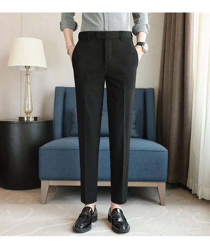 Men's Summer Pants Business Formal Wear Elastic Waist Suit Pants For Men Clothing 2026 Slim Fit Full Length Trousers Big Size 44