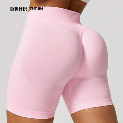 ZHEJIN Shorts de Yoga Feminino Sem Costura Cintura Alta para Academia, Shorts Biker com Empina Bumbum Scrunch, Controle de Barriga e Fitness