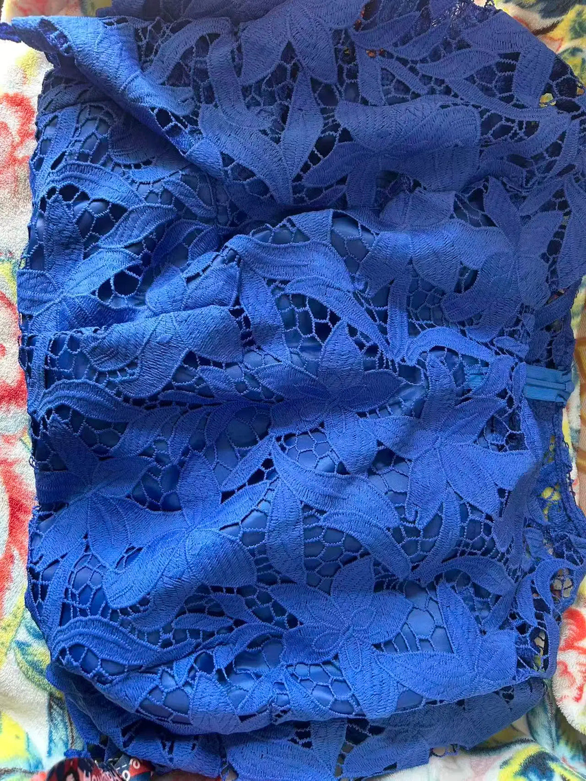 Vestido longo formal plus size, de renda sexy, vazado, com barra mullet e mangas curtas, azul royal