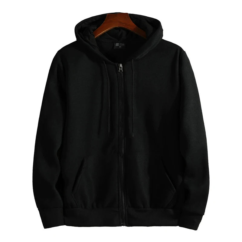 Moletom Masculino com Zíper e Capuz Outono Inverno Nova Blusa de Manga Longa Moda Casual Roupa Masculina Esportiva de Corte Larga