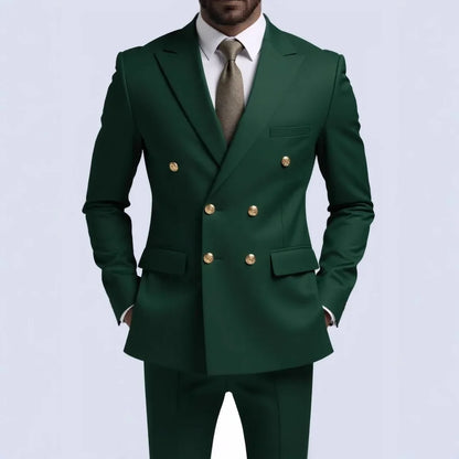 Moda Novos Homens Lazer Boutique Negócios Banquete Cor Sólida Casamento Terno Slim Fit Abotoamento Duplo Blazers Calças