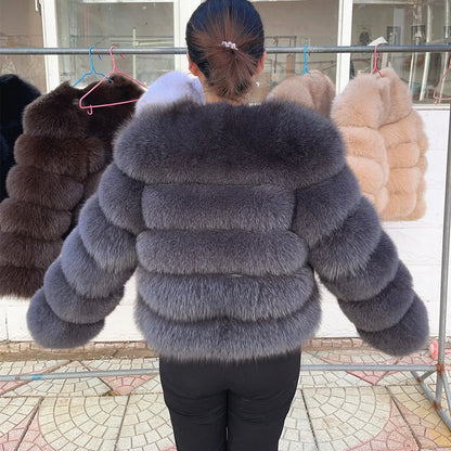 QUEENTINA Fox Fur Coat Real Winter Women'S Fashion Brown 2026 Leather And Skin Clothing Natural New In Coats & Jackets Tops Sale