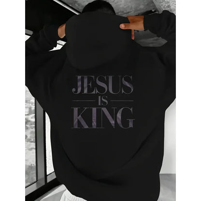 Moletom Masculino Casual Jesus Is King - Camisa Pulôver Estampada Preta