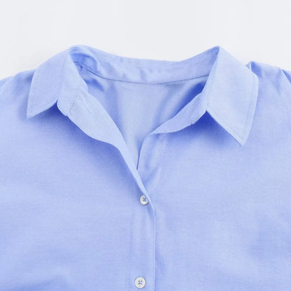 Women Fashion Spring Cotton Oxford Long Sleeve Single-breasted Lapel Blouse Street Clothing Shirt Chic Ladies Tops Mujer