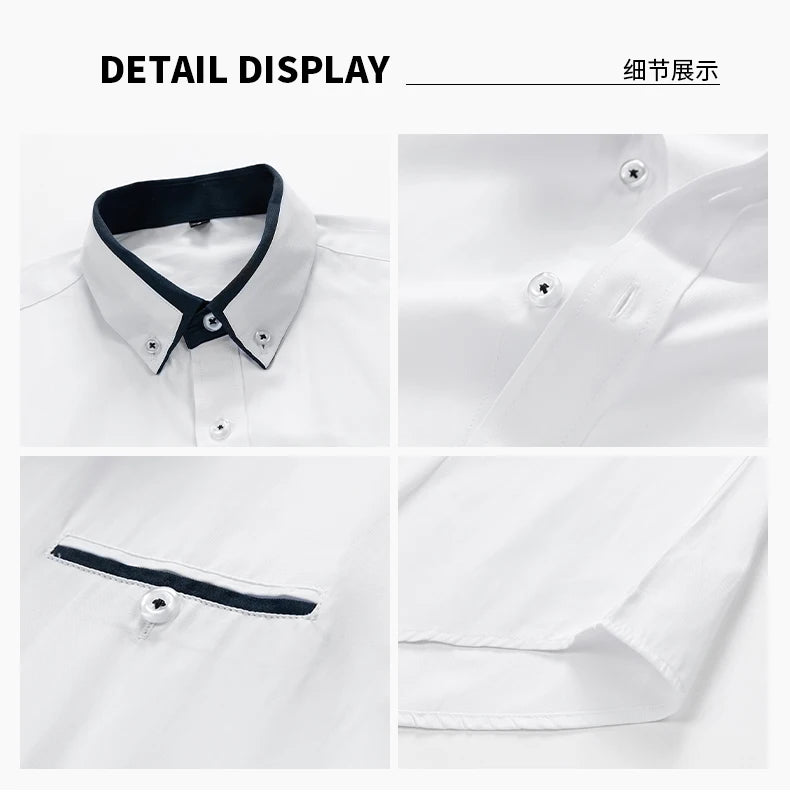 2026 New Summer Cotton Business Men's Short Sleeved Shirt Pocket Lapel Thin Formal Suit Dress Shirts Male Brand Clothing