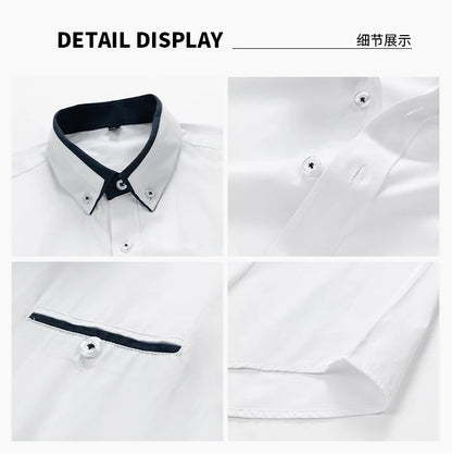 2026 New Summer Cotton Business Men's Short Sleeved Shirt Pocket Lapel Thin Formal Suit Dress Shirts Male Brand Clothing