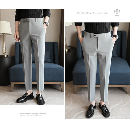 Men's Summer Pants Business Formal Wear Elastic Waist Suit Pants For Men Clothing 2026 Slim Fit Full Length Trousers Big Size 44