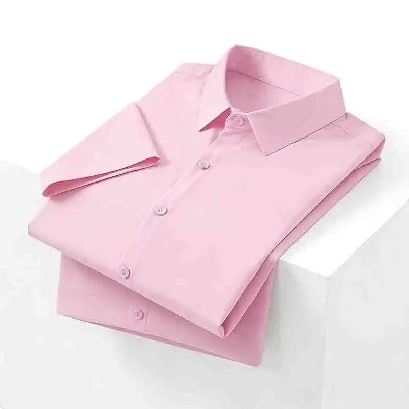 Men's Solid Black Short Sleeve Dress Shirt Classic Regular Fit Business Shirt