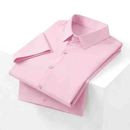 Men's Solid Black Short Sleeve Dress Shirt Classic Regular Fit Business Shirt