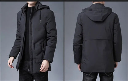 Top Grade Designer New Brand Men Parka Jacket Thick Casual Fashion Windbreaker Hooded Quilted Bubble Coats Long Mens Clothes