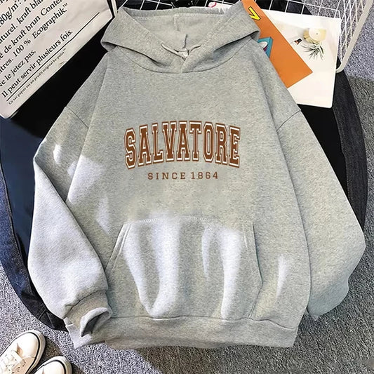 Autumn Winter Casual Women Hoodies Salvatore Since 1864 Men Printed Hooded Sweatshirt Vampire Diaries Jumper Vintage Pulloverst