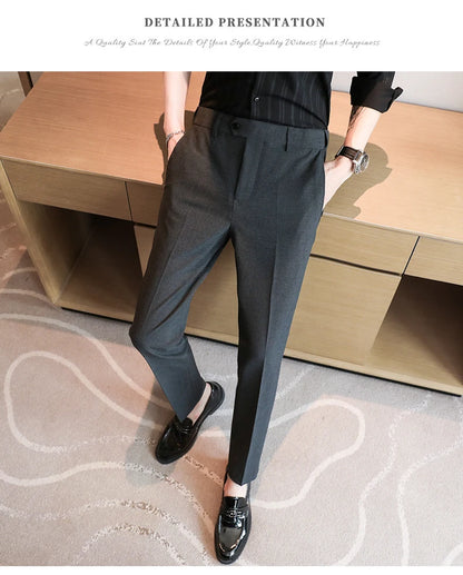 Men's Summer Pants Business Formal Wear Elastic Waist Suit Pants For Men Clothing 2026 Slim Fit Full Length Trousers Big Size 44