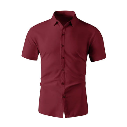 Men's Solid Black Short Sleeve Dress Shirt Classic Regular Fit Business Shirt