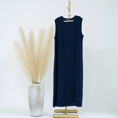 Vestido Muçulmano Abaya Sem Mangas, Vestido Interno Feminino, Cor Sólida, Roupa de Baixo, Vestido Longo, Kaftan Simples de Ramadã, Vestidos Árabes