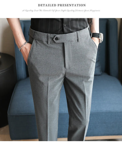Men's Summer Pants Business Formal Wear Elastic Waist Suit Pants For Men Clothing 2026 Slim Fit Full Length Trousers Big Size 44