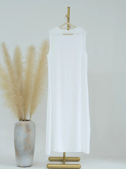 Vestido Muçulmano Abaya Sem Mangas, Vestido Interno Feminino, Cor Sólida, Roupa de Baixo, Vestido Longo, Kaftan Simples de Ramadã, Vestidos Árabes