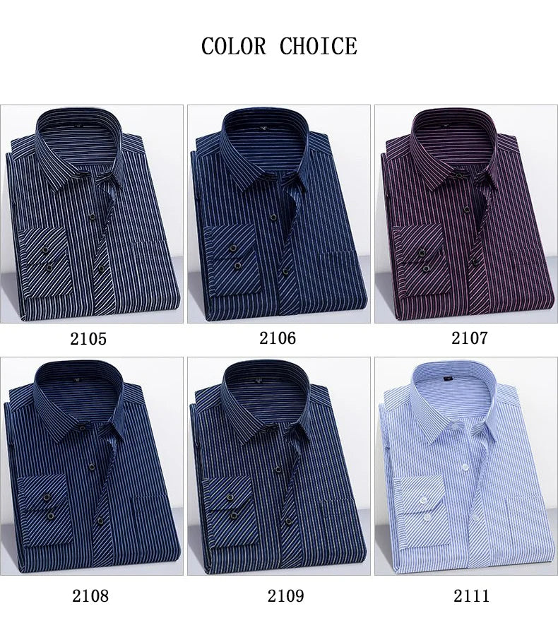 Oversized Mens Social Dress Shirt Long Sleeved Plus Large Size 9XL 8XL 7XL Classic Plaid Striped Casual Business RIYBEOE