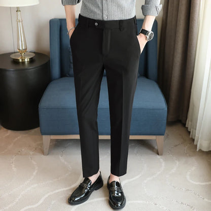 Men's Summer Pants Business Formal Wear Elastic Waist Suit Pants For Men Clothing 2026 Slim Fit Full Length Trousers Big Size 44