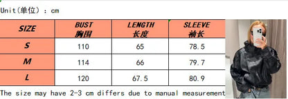 Spring Summer 2026 New Fashion Lapel Leather Jacket Women's Loose Outerwear Black Motorcycle Style Top