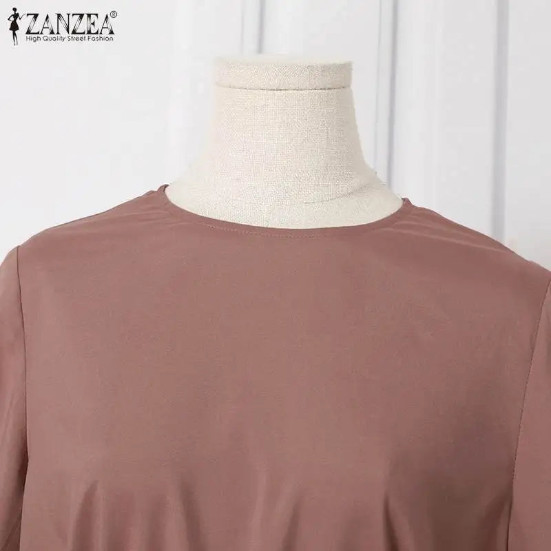 ZANZEA Muslim Women Matching Sets Long Sleeve Solid Color Tops And Loose Pant Suits Elegant Fashion Casual Tracksuit Kaftan 2025