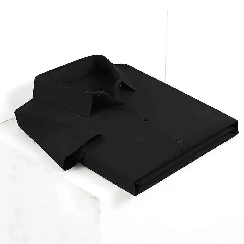 Men's Solid Black Short Sleeve Dress Shirt Classic Regular Fit Business Shirt