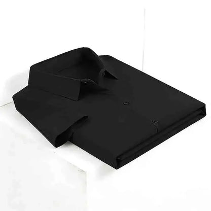 Men's Solid Black Short Sleeve Dress Shirt Classic Regular Fit Business Shirt