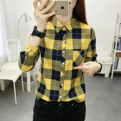 2024Spring and Autumn New College Style Women's Long sleeved Bottom Top Cardigan Long sleeved Fashion Plaid Shirt