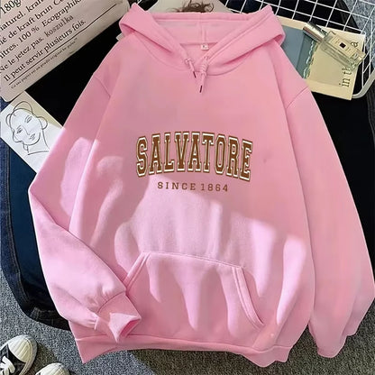 Autumn Winter Casual Women Hoodies Salvatore Since 1864 Men Printed Hooded Sweatshirt Vampire Diaries Jumper Vintage Pulloverst