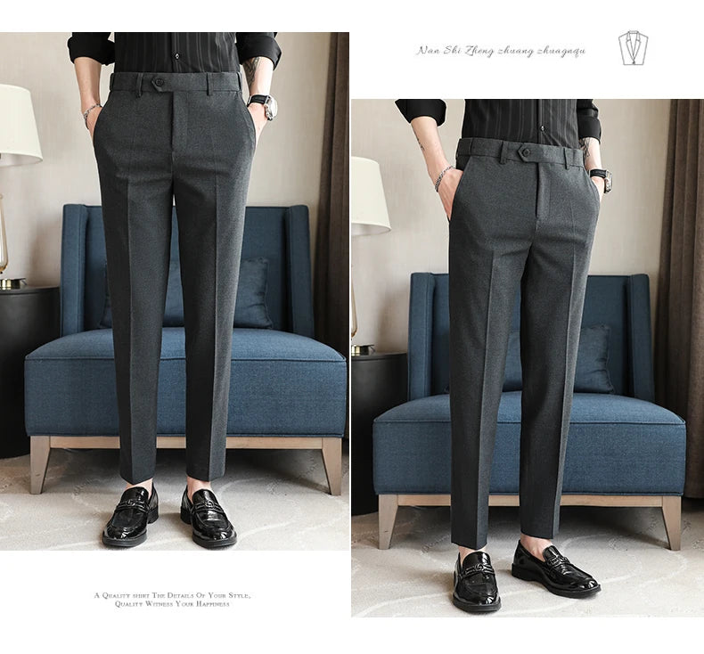 Men's Summer Pants Business Formal Wear Elastic Waist Suit Pants For Men Clothing 2026 Slim Fit Full Length Trousers Big Size 44